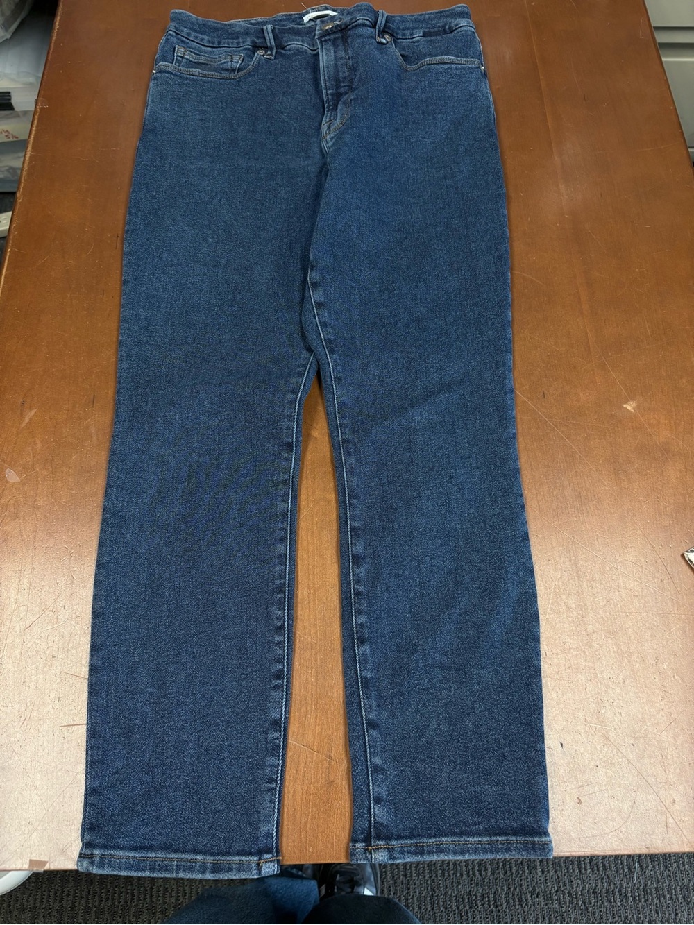Good American Dark Indigo Straight Leg Jeans